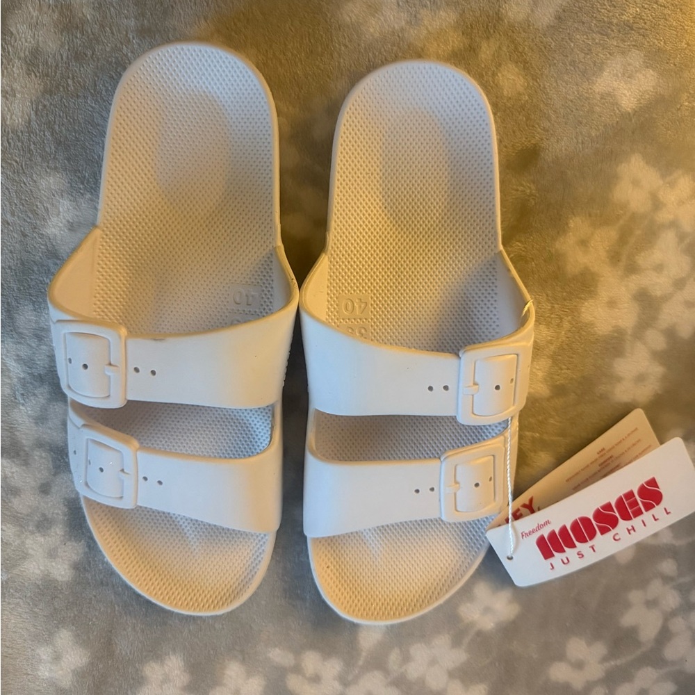 Women's White Slide Slides